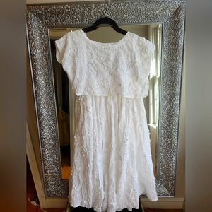 Mable Anthropologie 100% Cotton White Floral‎ Embroidered Two-Piece Set.